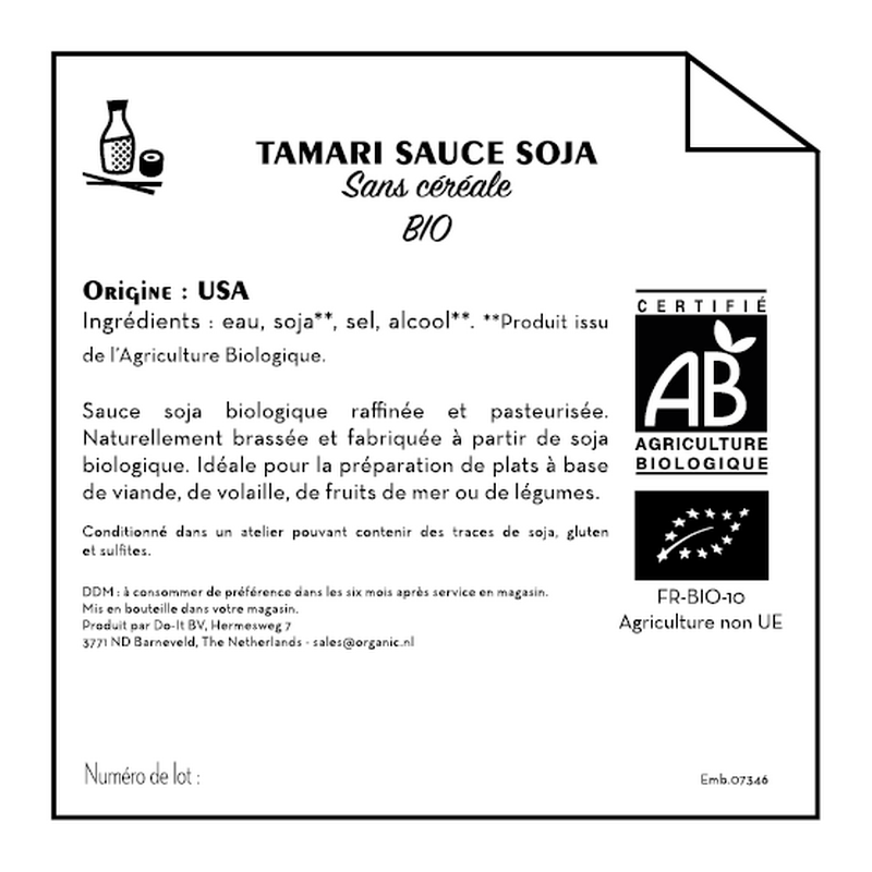 Jean Bouteille -- Contre étiquette liquide vaisselle senteur citron  verveine bib 10L eco détergent - lot de 50